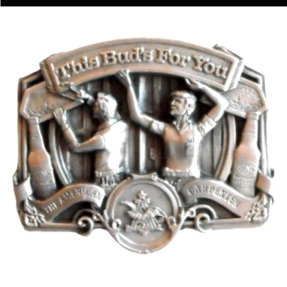80s Budweiser Belt Buckle Anheuser Busch This Bud For You American Carpenterc